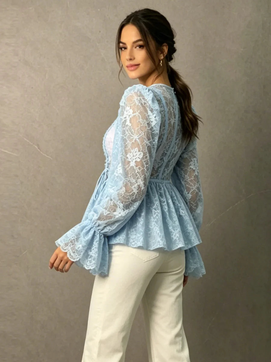 Celestine Sheer Peplum Blouse