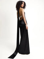 Rosamund Pearl Halter Backless Maxi Dress