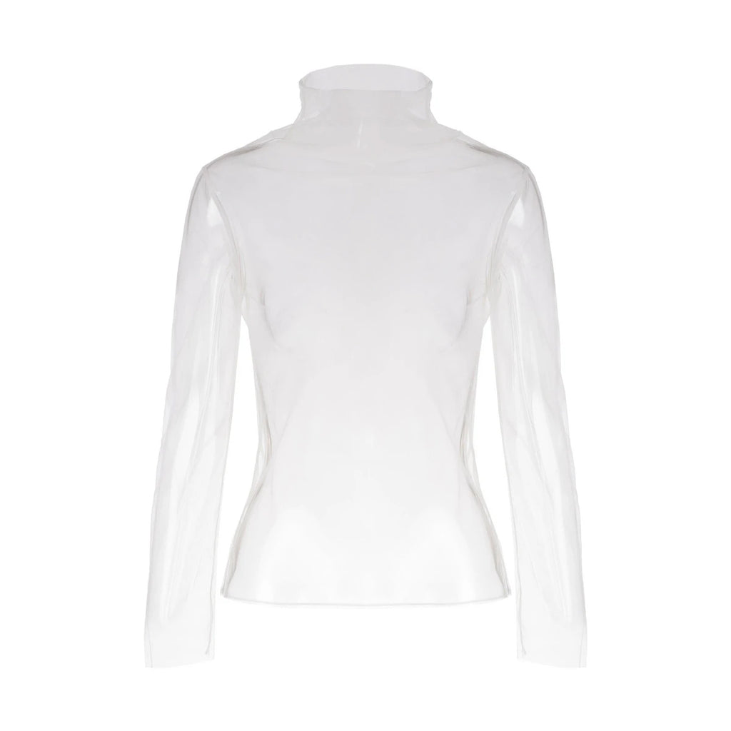 Averie Sheer Mesh Turtleneck Blouse