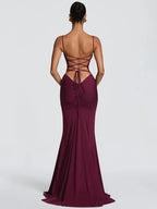 Matilda Spaghetti Strap Square-Collar Mermaid Maxi Dress