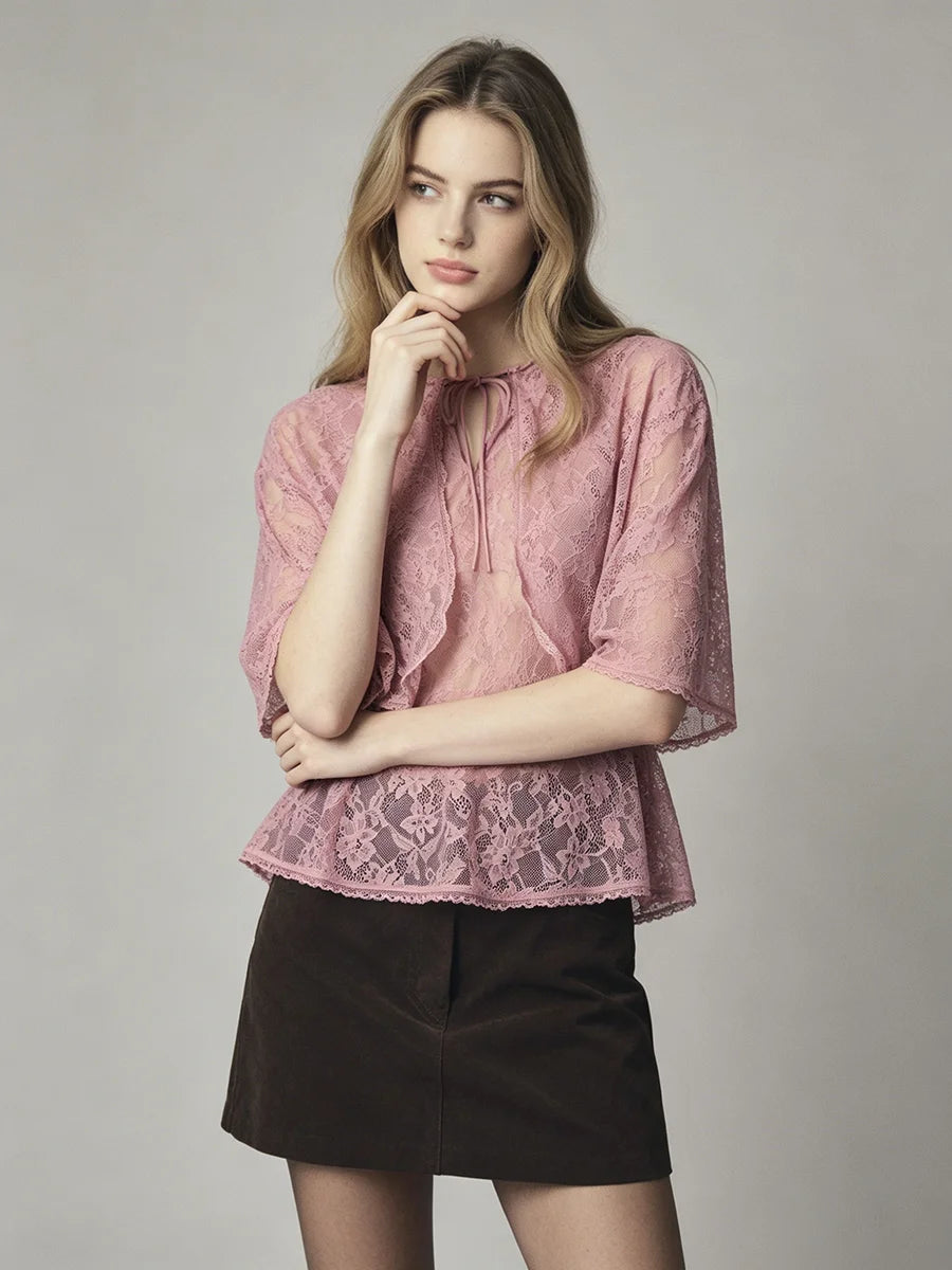Blythe Lace Cardigan Top Set