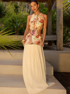 Rosetta Floral Lace-Up Maxi Dress