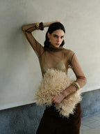 Averie Sheer Mesh Turtleneck Blouse