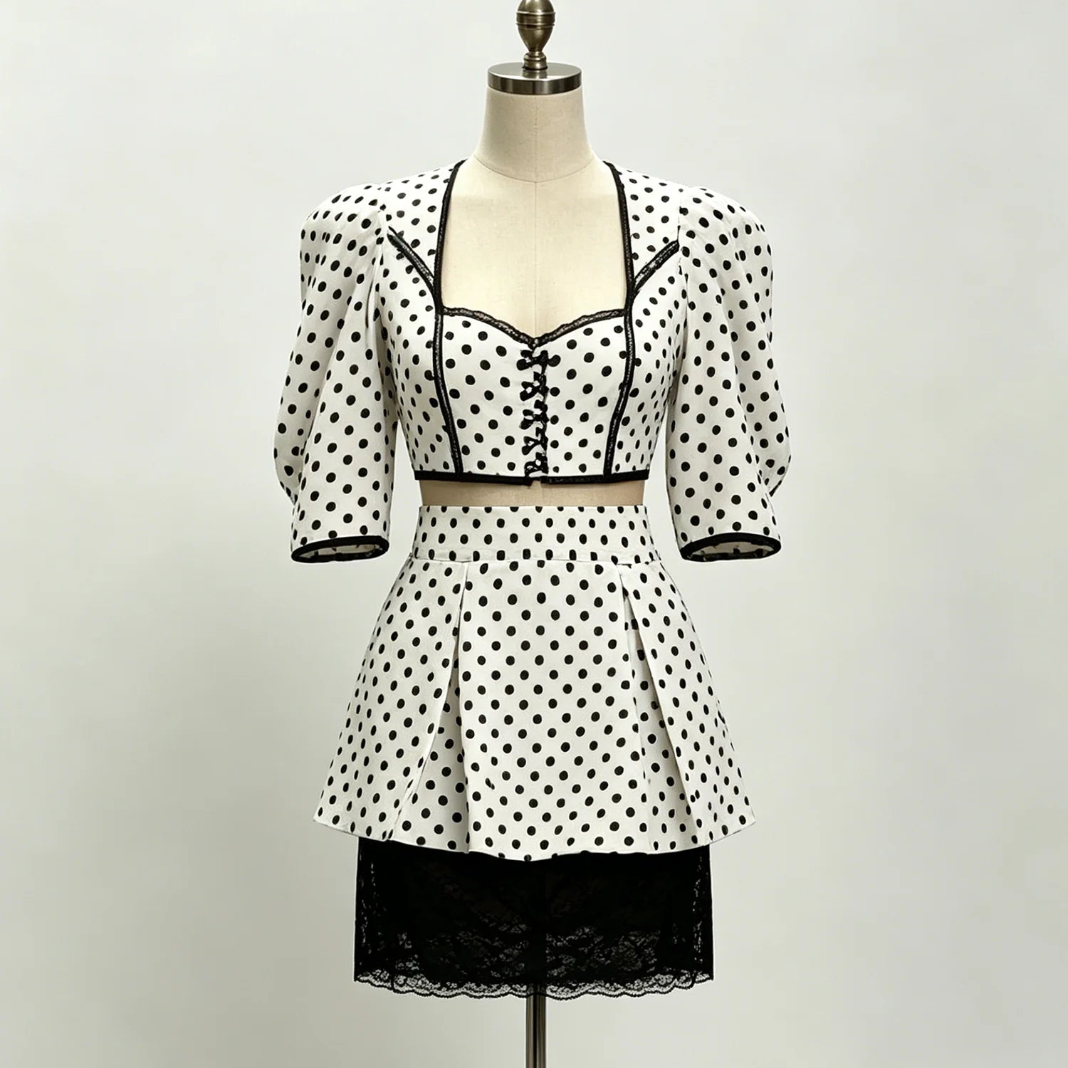 Kalliope Polka Dot Crop Top & Mini Skirt Set