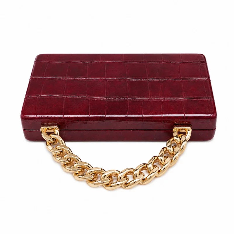 Emberly Crocodile-Embossed Clutch
