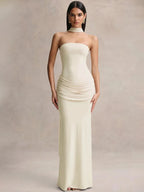 Novaline Strapless Choker Mermaid Maxi Dress