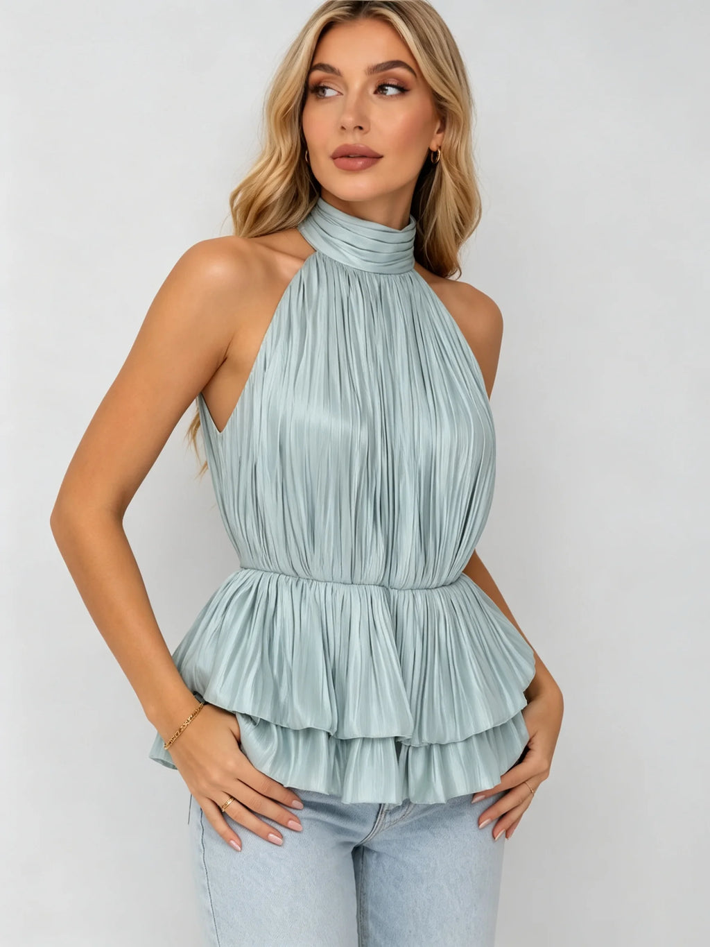 Beatrice Halter Ruffle Tank
