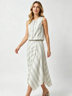 Jacinda Striped Button Top & Midi Skirt Set