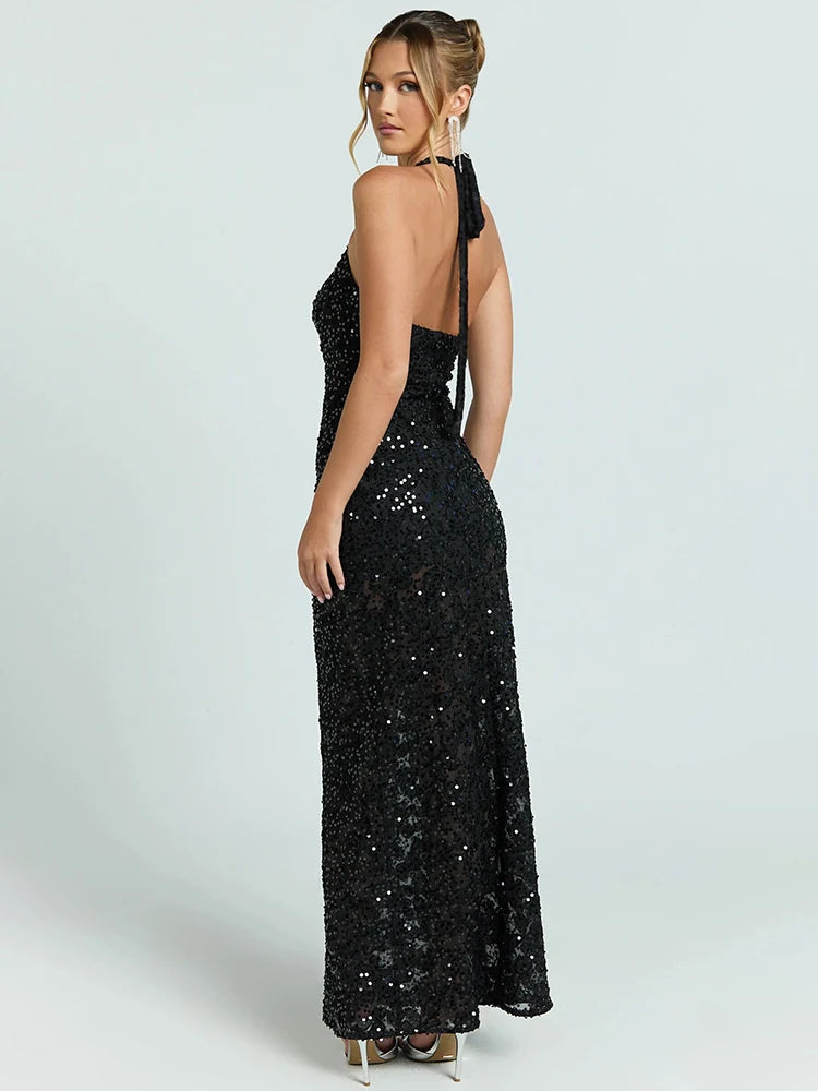 Lourdes Sequin Mermaid Halter Gown
