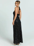 Lourdes Sequin Mermaid Halter Gown