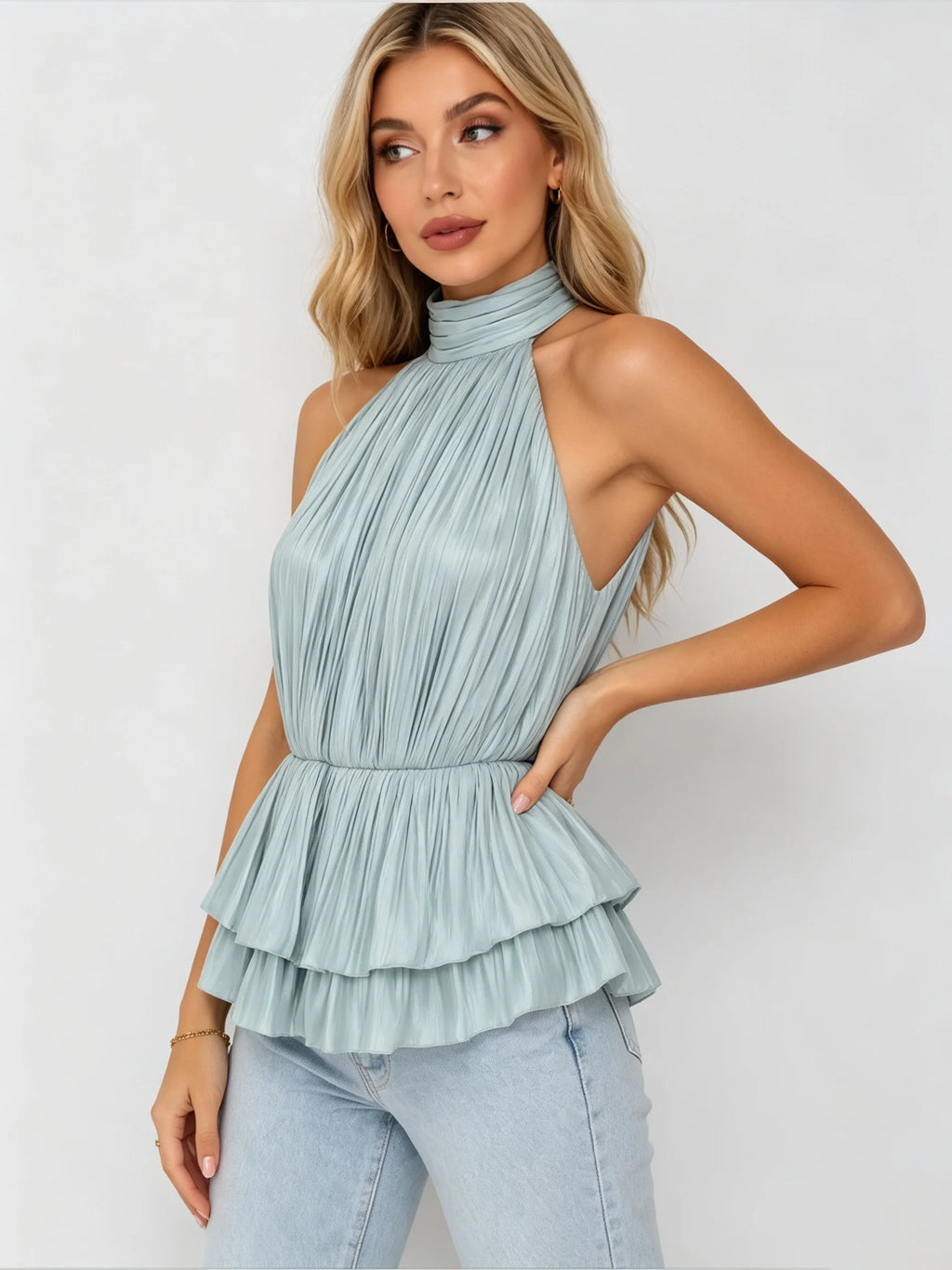 Beatrice Halter Ruffle Tank
