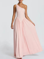 Maude One-Shoulder Pleated Maxi Dress