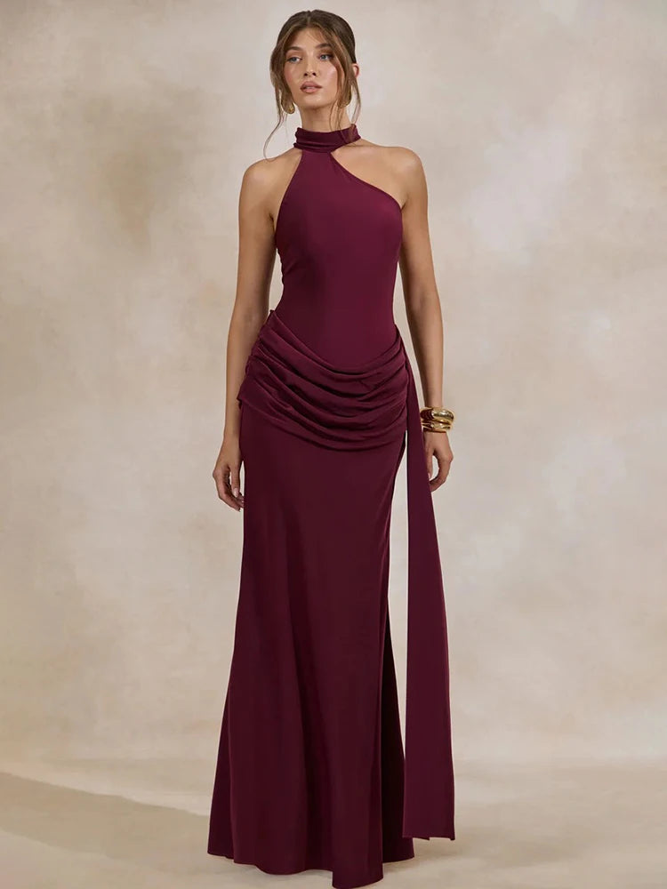 Modeste Halter One-Shoulder Mermaid Gown