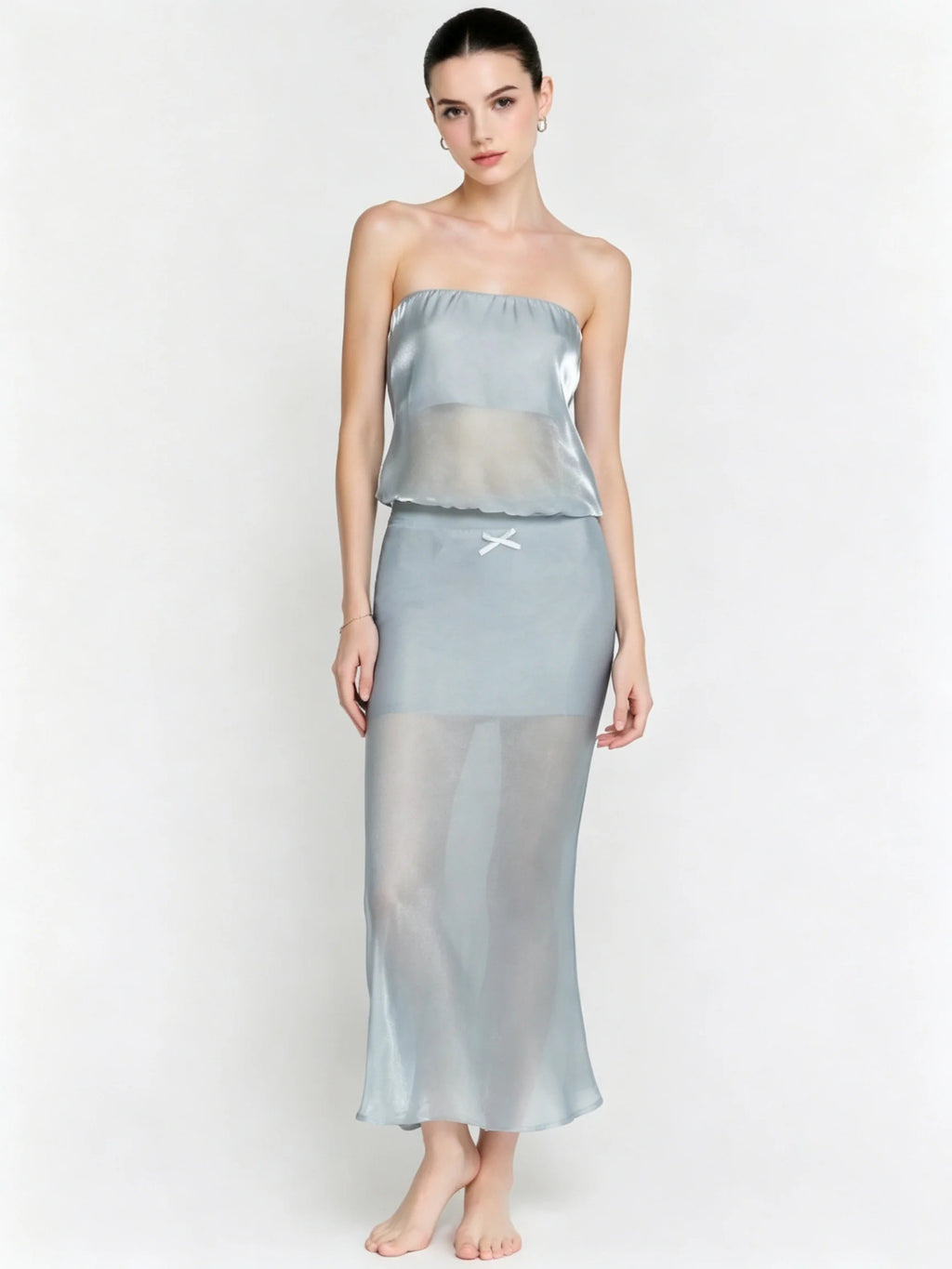 Ivy Satin Tube Top & Midi Skirt Set