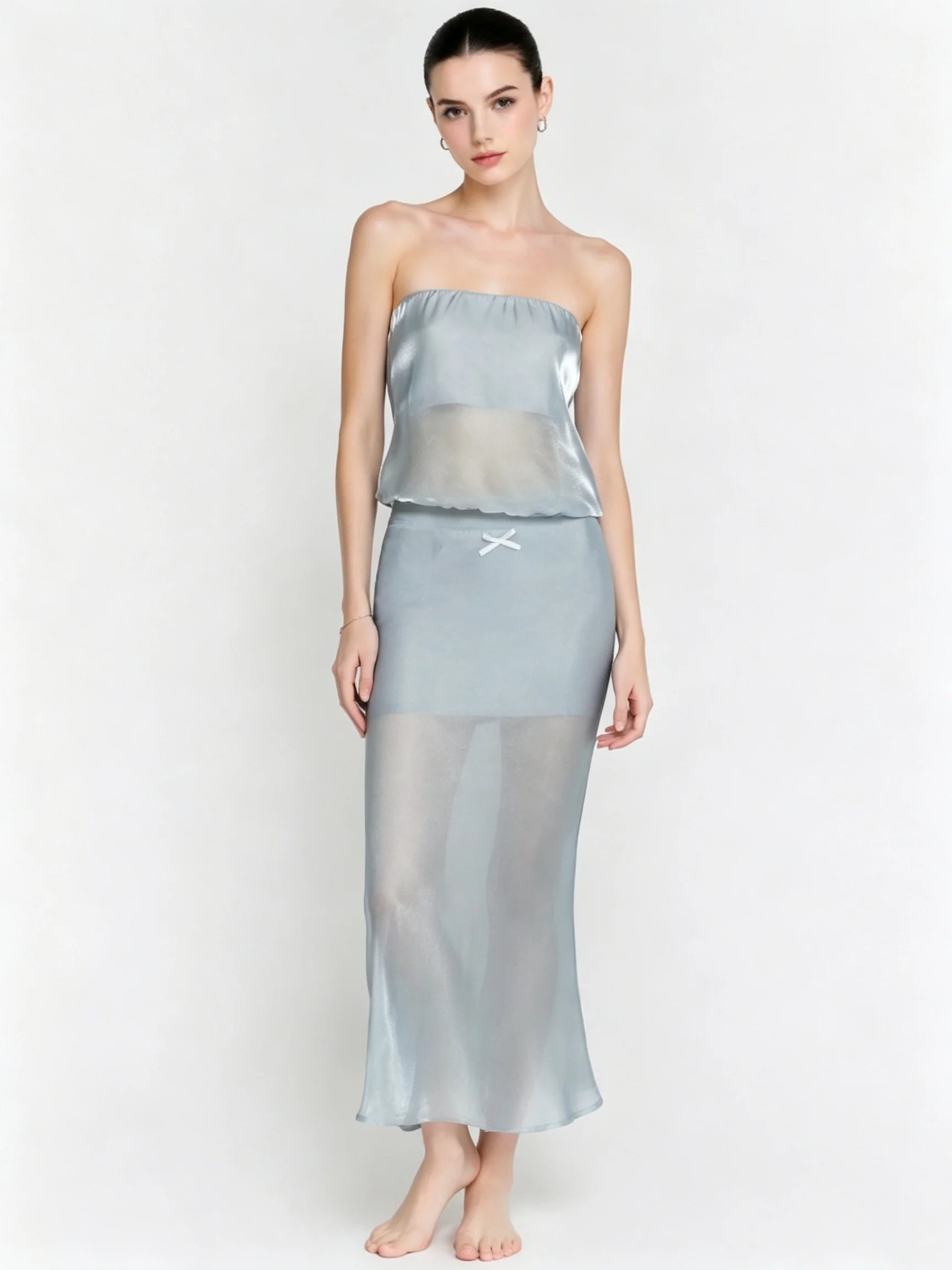 Ivy Satin Tube Top & Midi Skirt Set