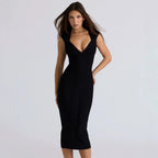 Phoebe Claret V-Neck Bodycon Dress