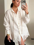 Lace-Trim Blouse Set – Fira