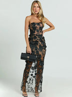 Noor Strapless Floral Lace Mermaid Gown