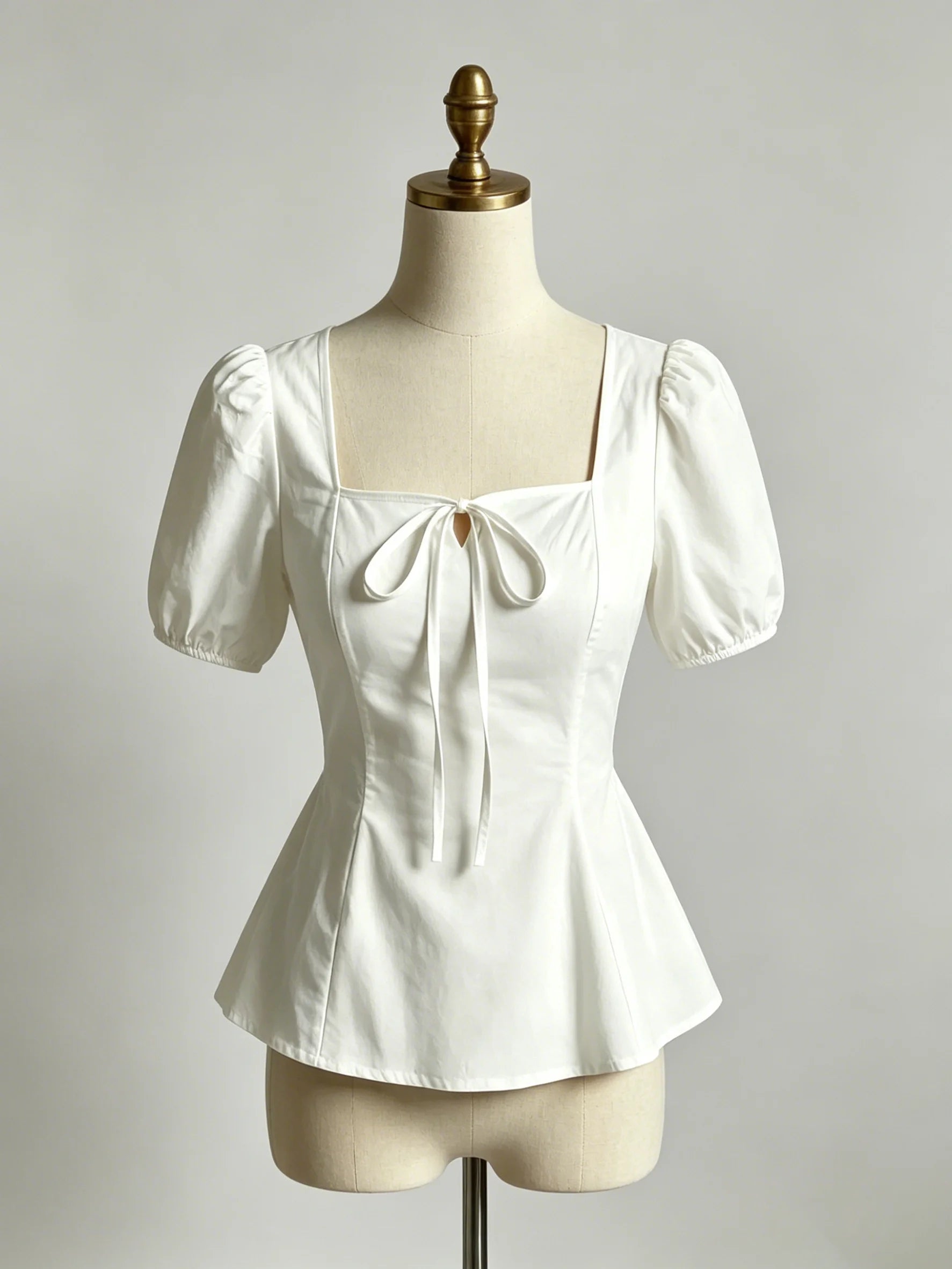 Callista Bow-Front Puff-Sleeve Blouse
