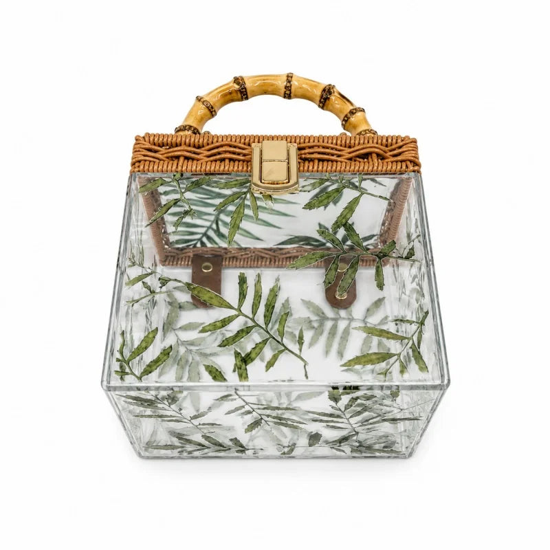 Lorna Rattan Bamboo-Leaf Clutch