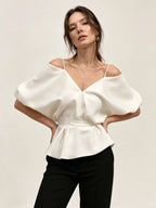 Brielle Satin Off-Shoulder Blouse