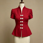 Capucine Polka Dot Peplum Blouse