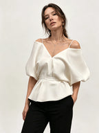 Brielle Satin Off-Shoulder Blouse