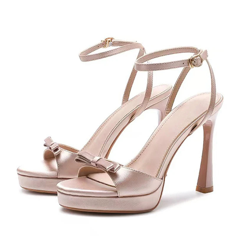 Genevieve Silk Bow Platform Sandal