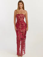 Noor Strapless Floral Lace Mermaid Gown