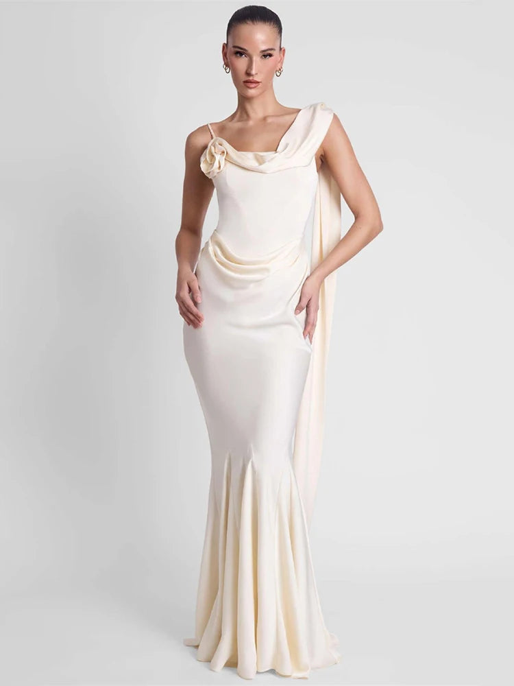 Lucille Satin Backless Mermaid Maxi Dress