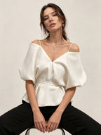 Brielle Satin Off-Shoulder Blouse