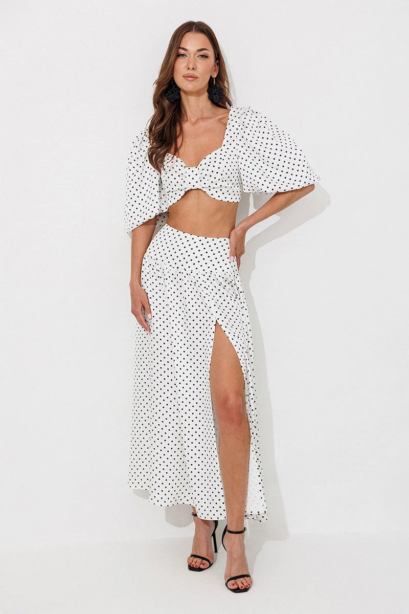 Journee Twist-Front Crop Top & Long Skirt Set