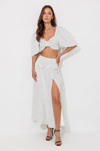Journee Twist-Front Crop Top & Long Skirt Set