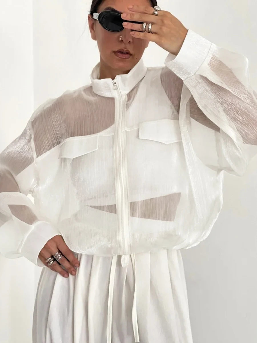 Ansley Sheer Zip-Up Jacket