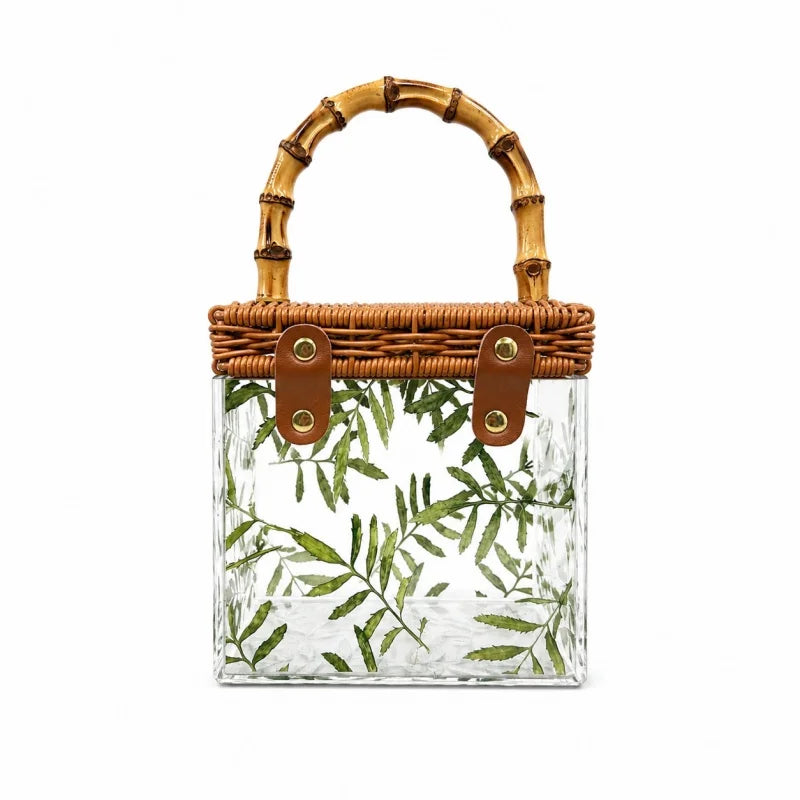 Lorna Rattan Bamboo-Leaf Clutch