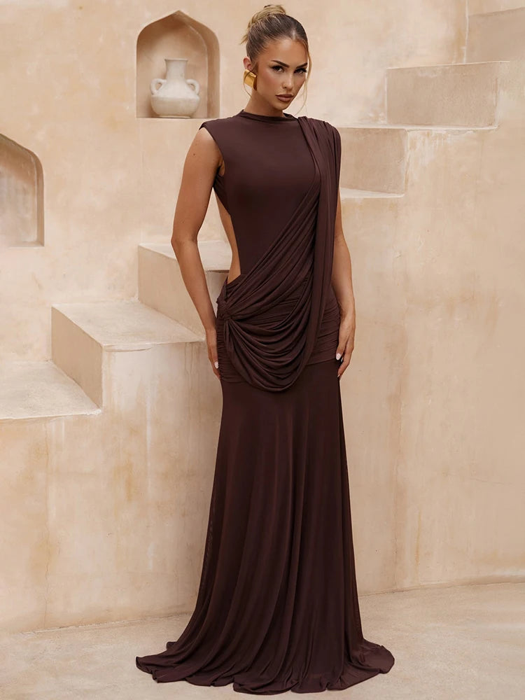 Parisienne High-Neck Cutout Mermaid Maxi Dress