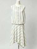 Jacinda Striped Button Top & Midi Skirt Set