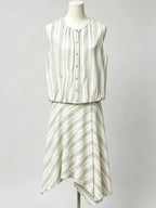 Jacinda Striped Button Top & Midi Skirt Set