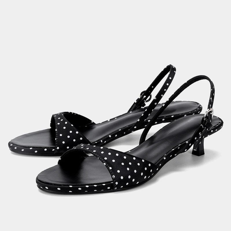 Camille Satin Kitten-Heel Sandal