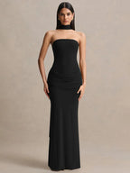 Novaline Strapless Choker Mermaid Maxi Dress