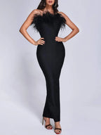 Rosalind Feather-Trim Strapless Mini Dress