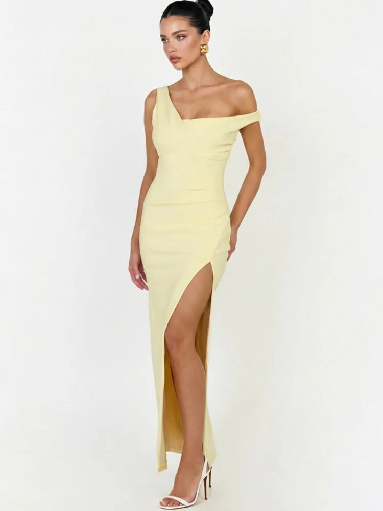Olympia Asymmetric One-Shoulder Backless Maxi Dress