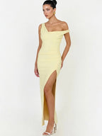 Olympia Asymmetric One-Shoulder Backless Maxi Dress