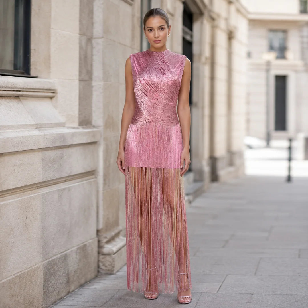 Raine Tassel Sleeveless Long Dress