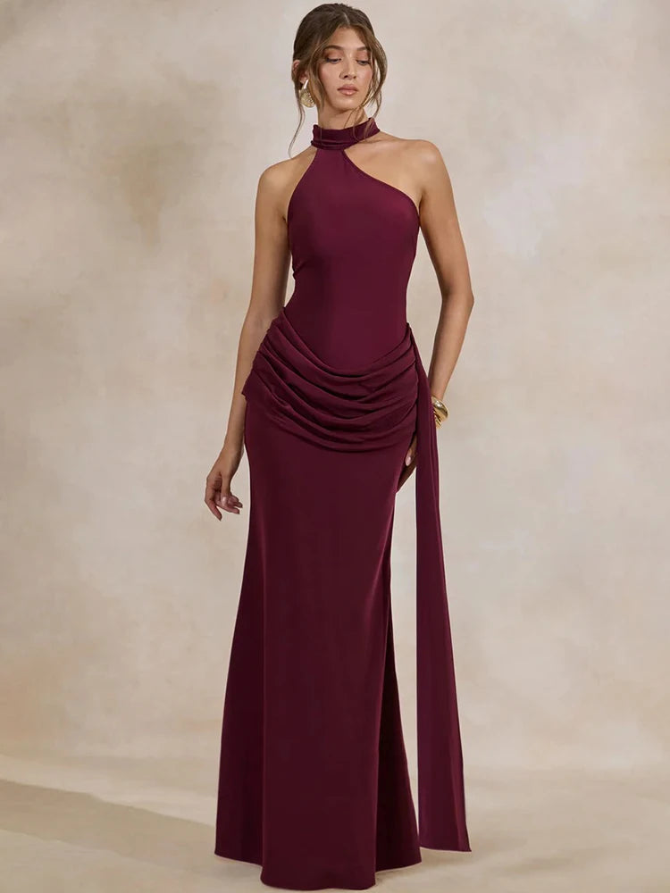 Modeste Halter One-Shoulder Mermaid Gown