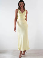 Lucienne Satin Cowl-Neck Backless Maxi Dress