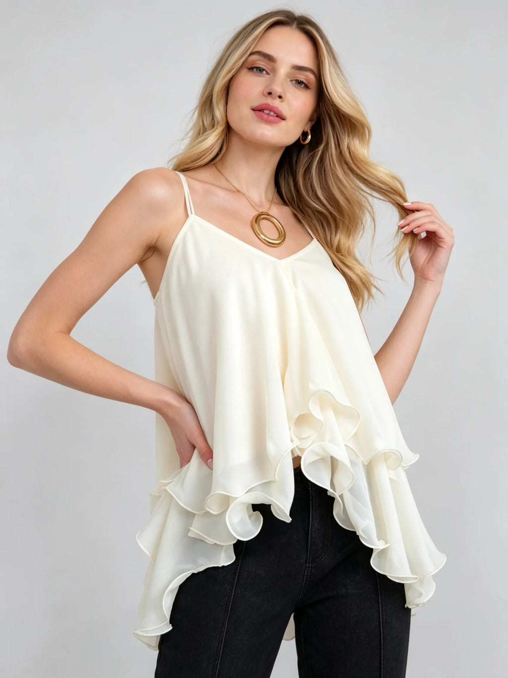Arden Ruffle-Hem Cami Tank