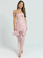 Noor Strapless Floral Lace Mermaid Gown