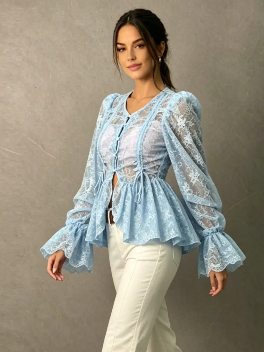 Celestine Sheer Peplum Blouse