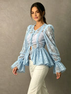 Celestine Sheer Peplum Blouse